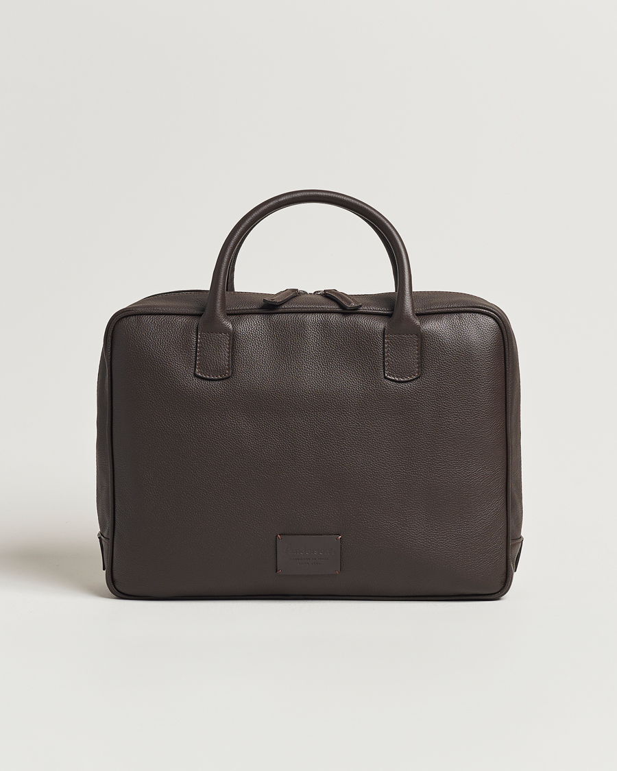 Herre | Taske | Anderson's | Full Grain Leather Briefcase Dark Brown