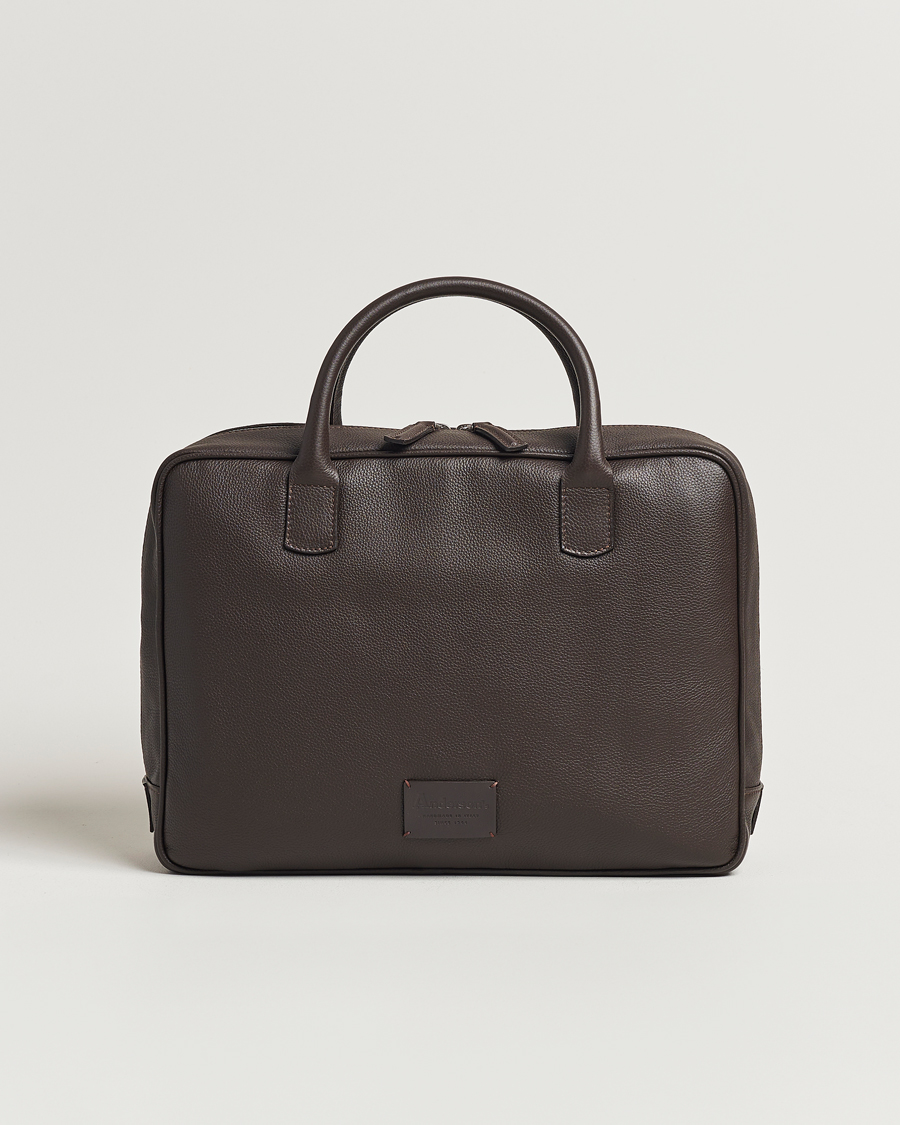 Herre | Tasker | Anderson's | Full Grain Leather Briefcase Dark Brown