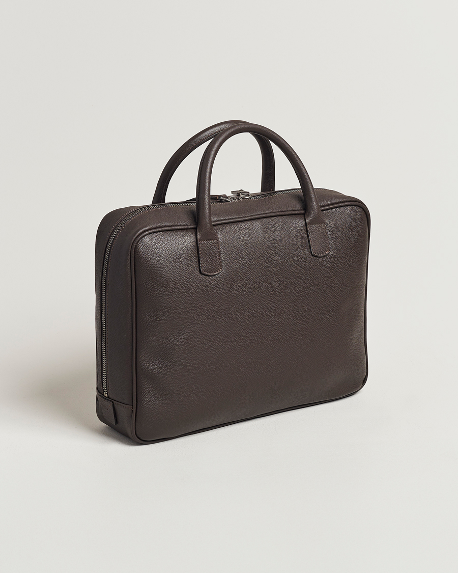 Herre | Tasker | Anderson's | Full Grain Leather Briefcase Dark Brown
