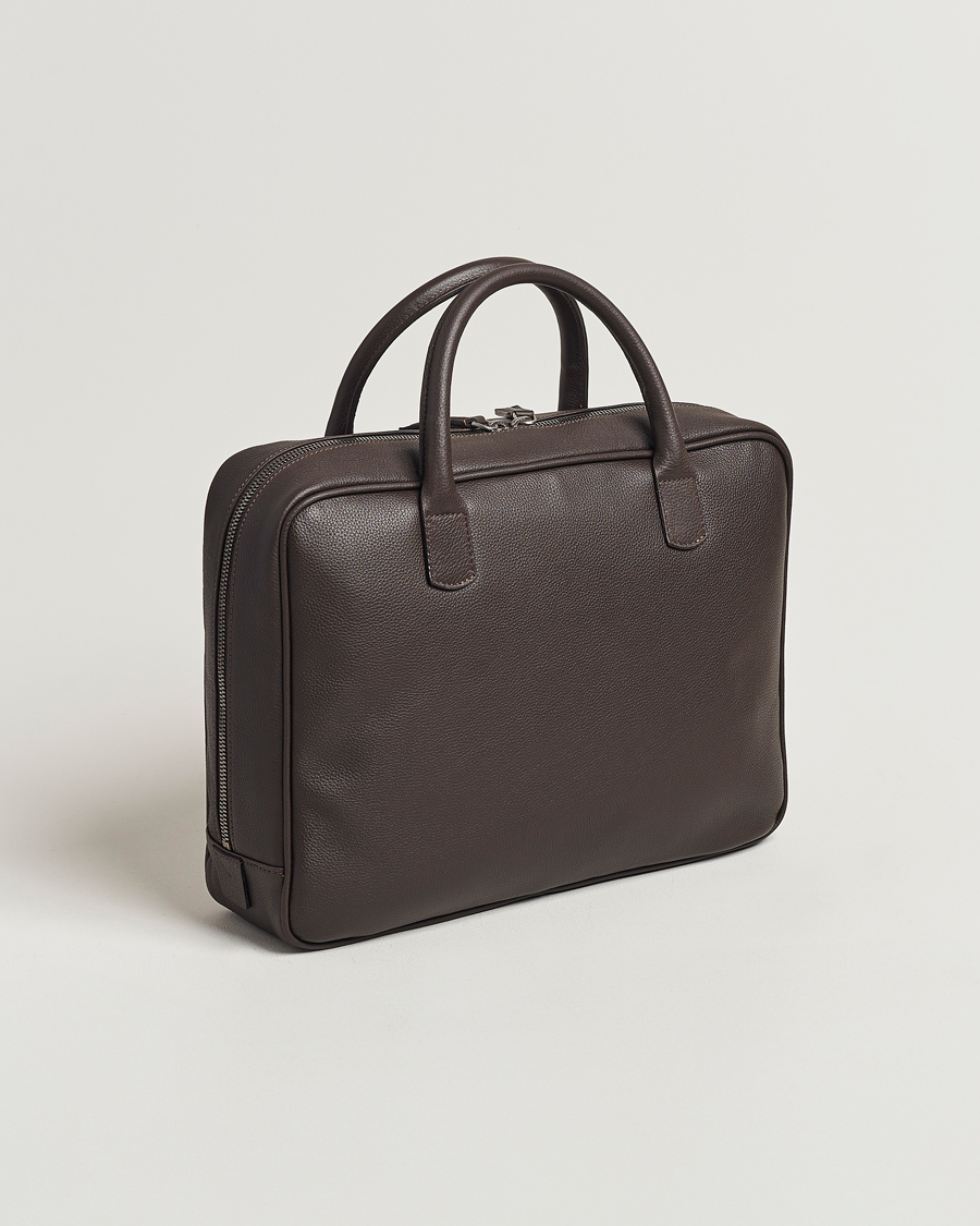 Herre | Tilbehør | Anderson's | Full Grain Leather Briefcase Dark Brown