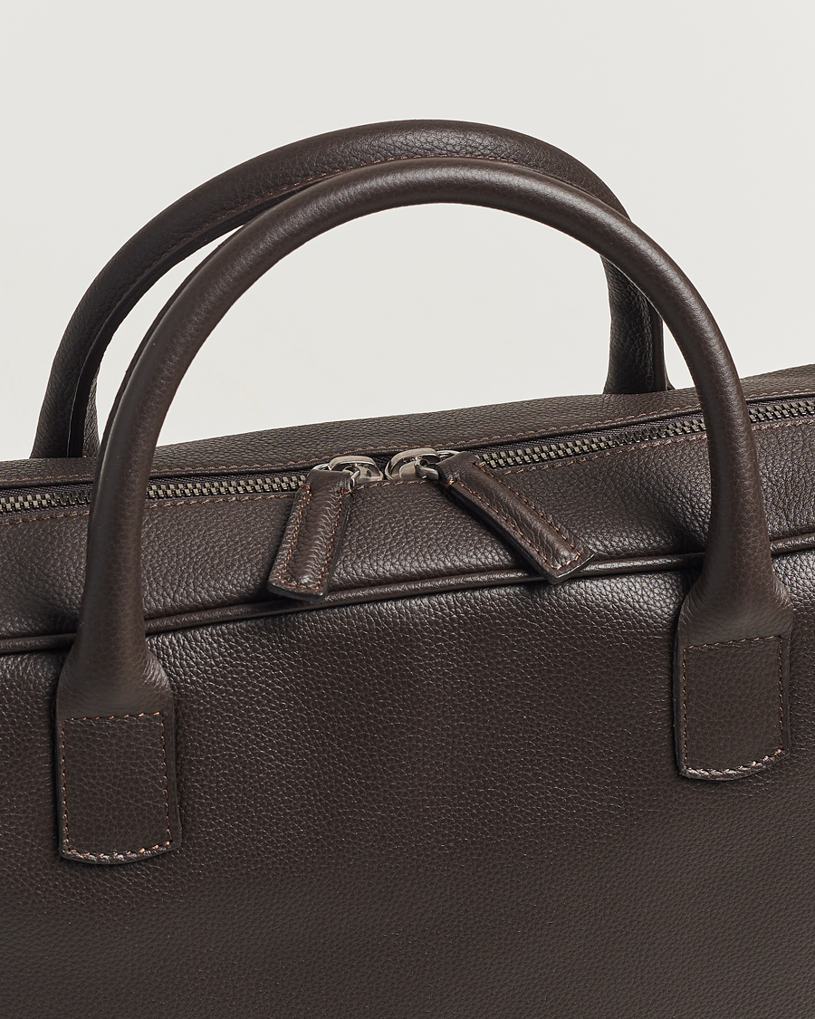 Herre | Tasker | Anderson's | Full Grain Leather Briefcase Dark Brown