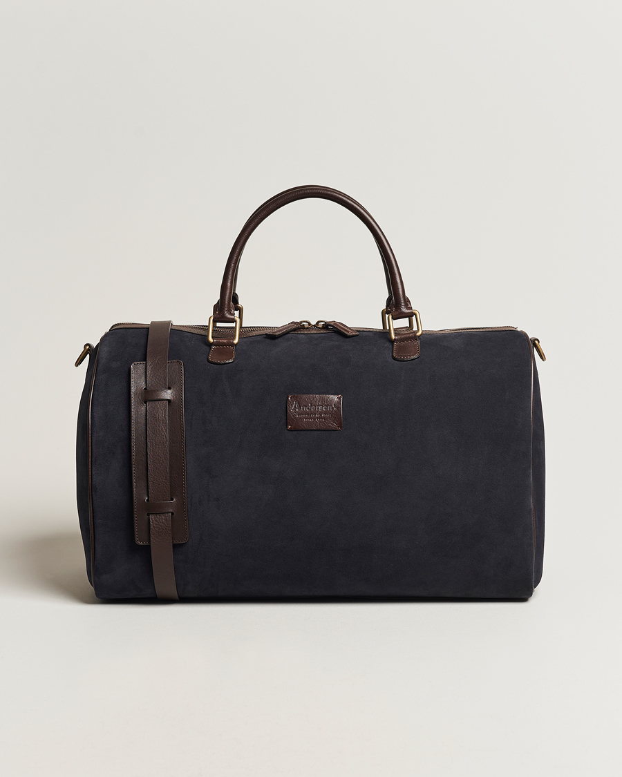 Herre | Tasker | Anderson's | Boston Suede Weekendbag Navy/Brown