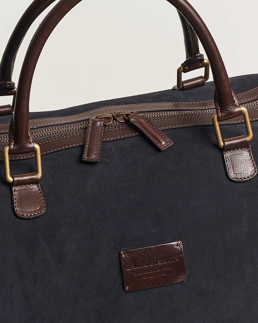Herre | Tasker | Anderson's | Boston Suede Weekendbag Navy/Brown