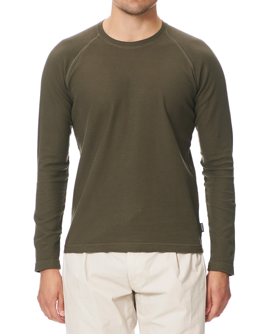 Herre | T-Shirts | Aspesi | Long Sleeve Raglan T-Shirt Military