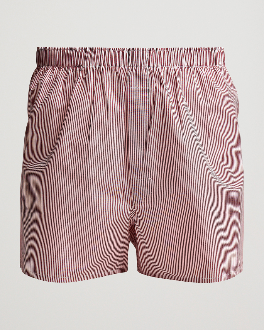 Herre | Undertøj | Sunspel | Classic Woven Cotton Boxer Shorts Red/White