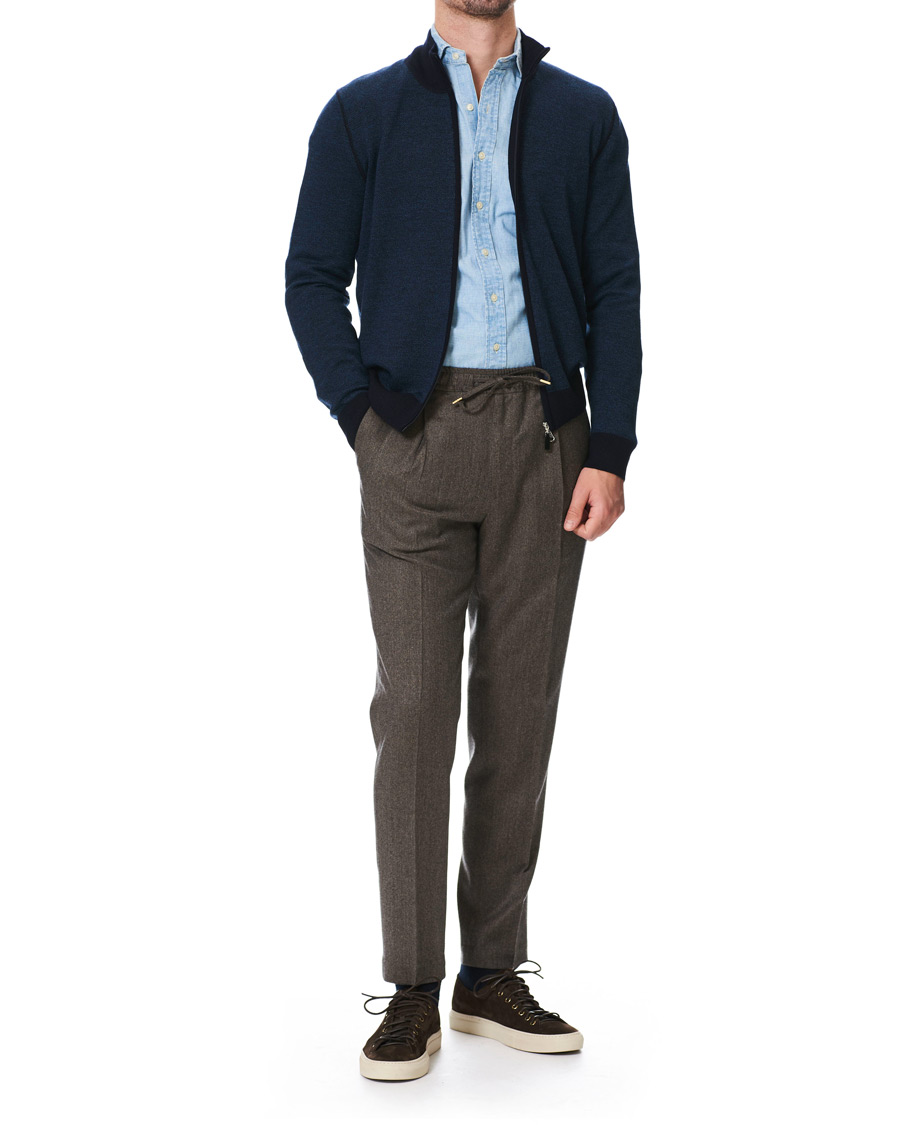 Herre | Trøjer | Gran Sasso | Merino Fashion Fit Full Zip Blue/Blue