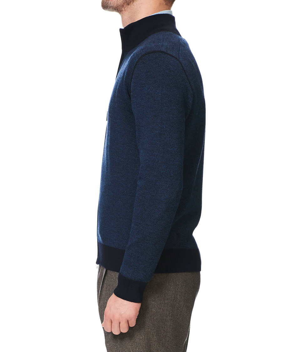Herre | Trøjer | Gran Sasso | Merino Fashion Fit Full Zip Blue/Blue
