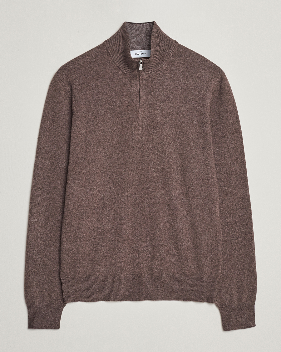 Herre | Trøjer | Gran Sasso | Wool/Cashmere Half Zip Brown