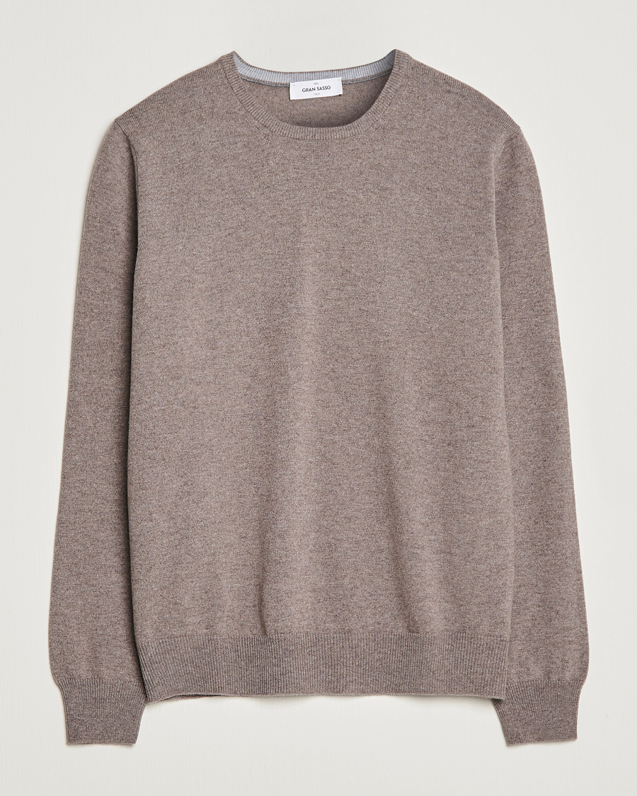 Herre | Trøjer | Gran Sasso | Wool/Cashmere Crew Neck Mud Brown