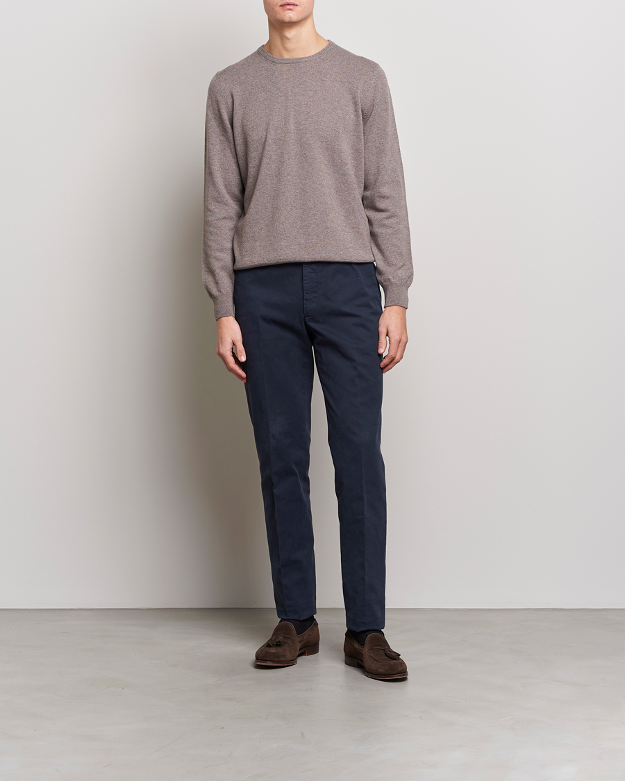 Herre | Trøjer | Gran Sasso | Wool/Cashmere Crew Neck Mud Brown