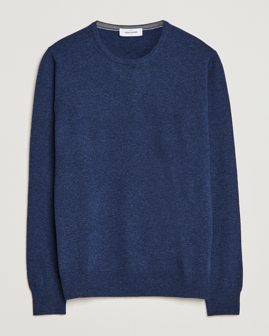 Herre | Trøjer | Gran Sasso | Wool/Cashmere Crew Neck Navy Melange