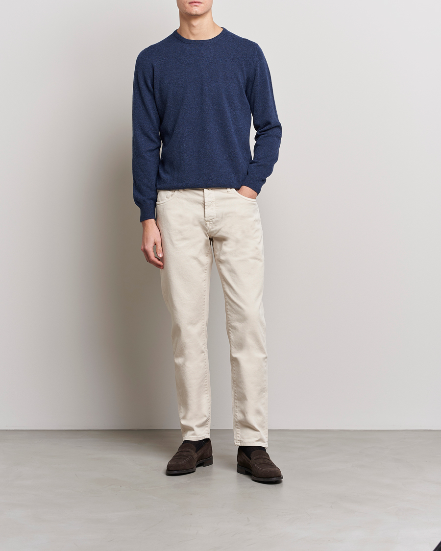 Herre | Trøjer | Gran Sasso | Wool/Cashmere Crew Neck Navy Melange