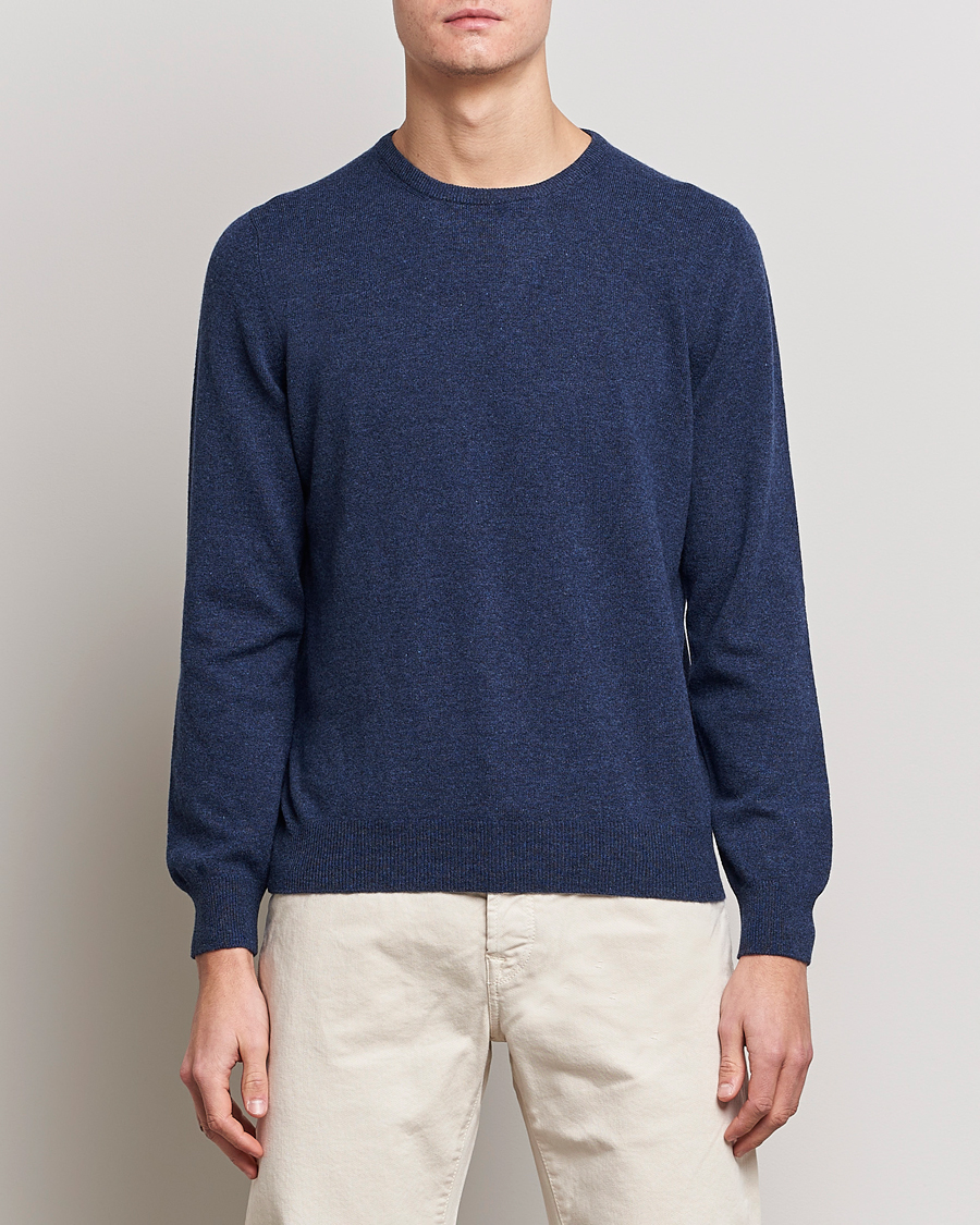 Herre | Trøjer | Gran Sasso | Wool/Cashmere Crew Neck Navy Melange