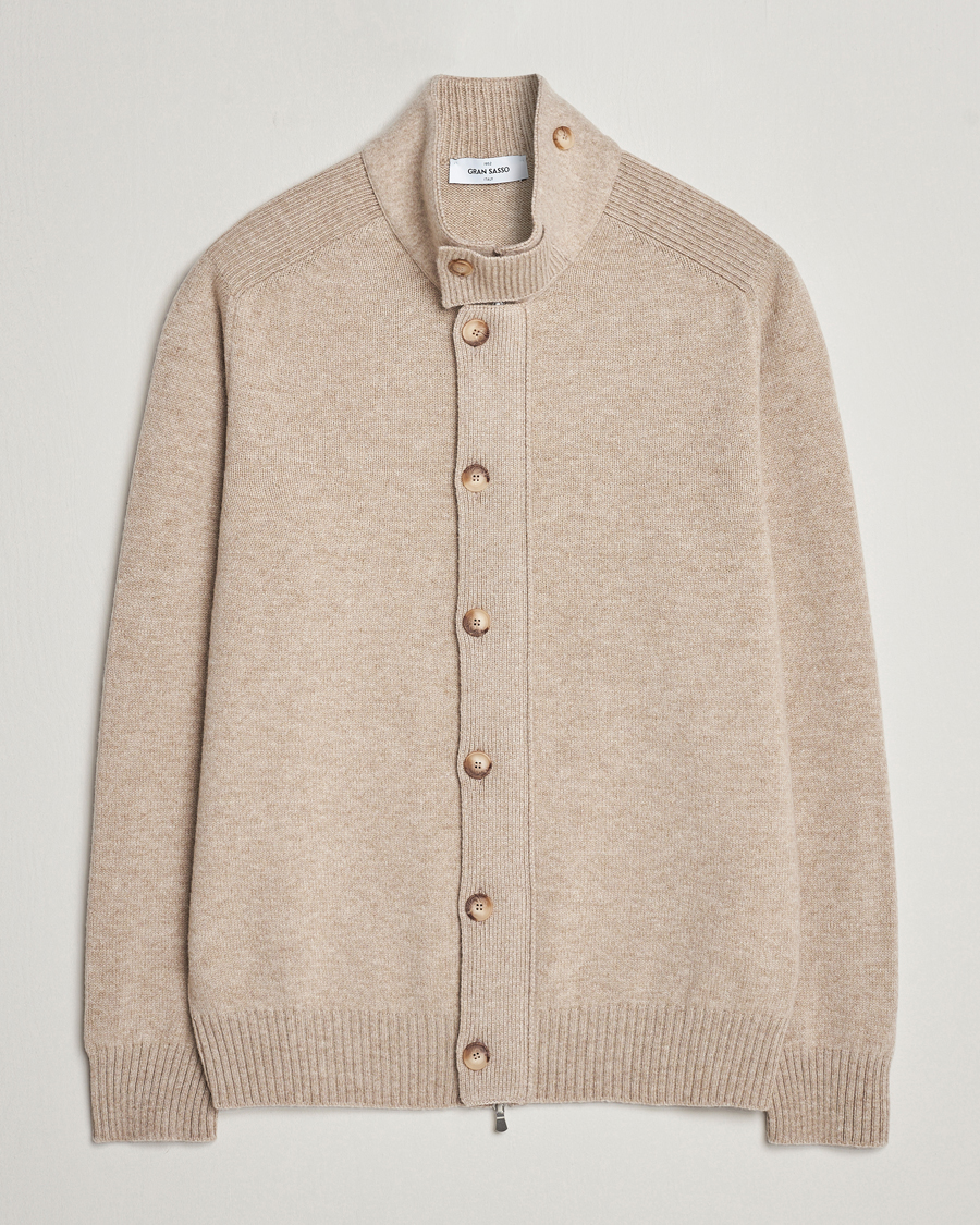 Herre | Trøjer | Gran Sasso | Heavy Wool Cardigan Taupe Melange