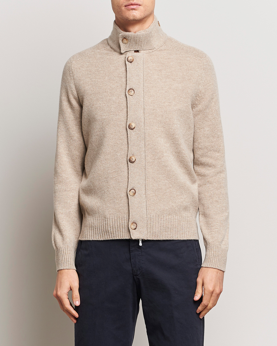 Herre | Trøjer | Gran Sasso | Heavy Wool Cardigan Taupe Melange
