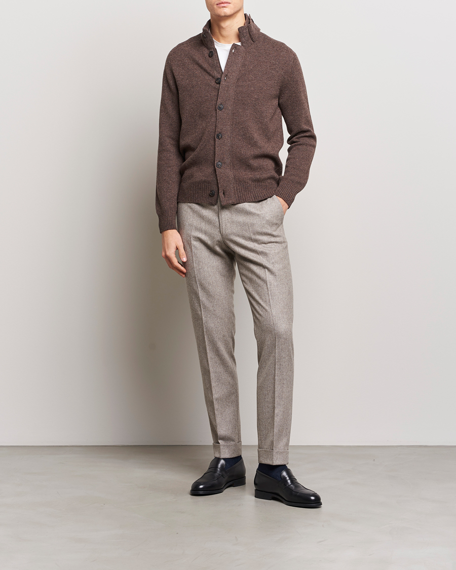 Herre | Trøjer | Gran Sasso | Heavy Wool Cardigan Brown Melange