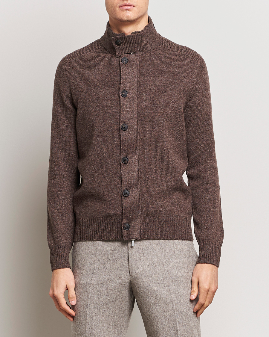 Herre | Trøjer | Gran Sasso | Heavy Wool Cardigan Brown Melange