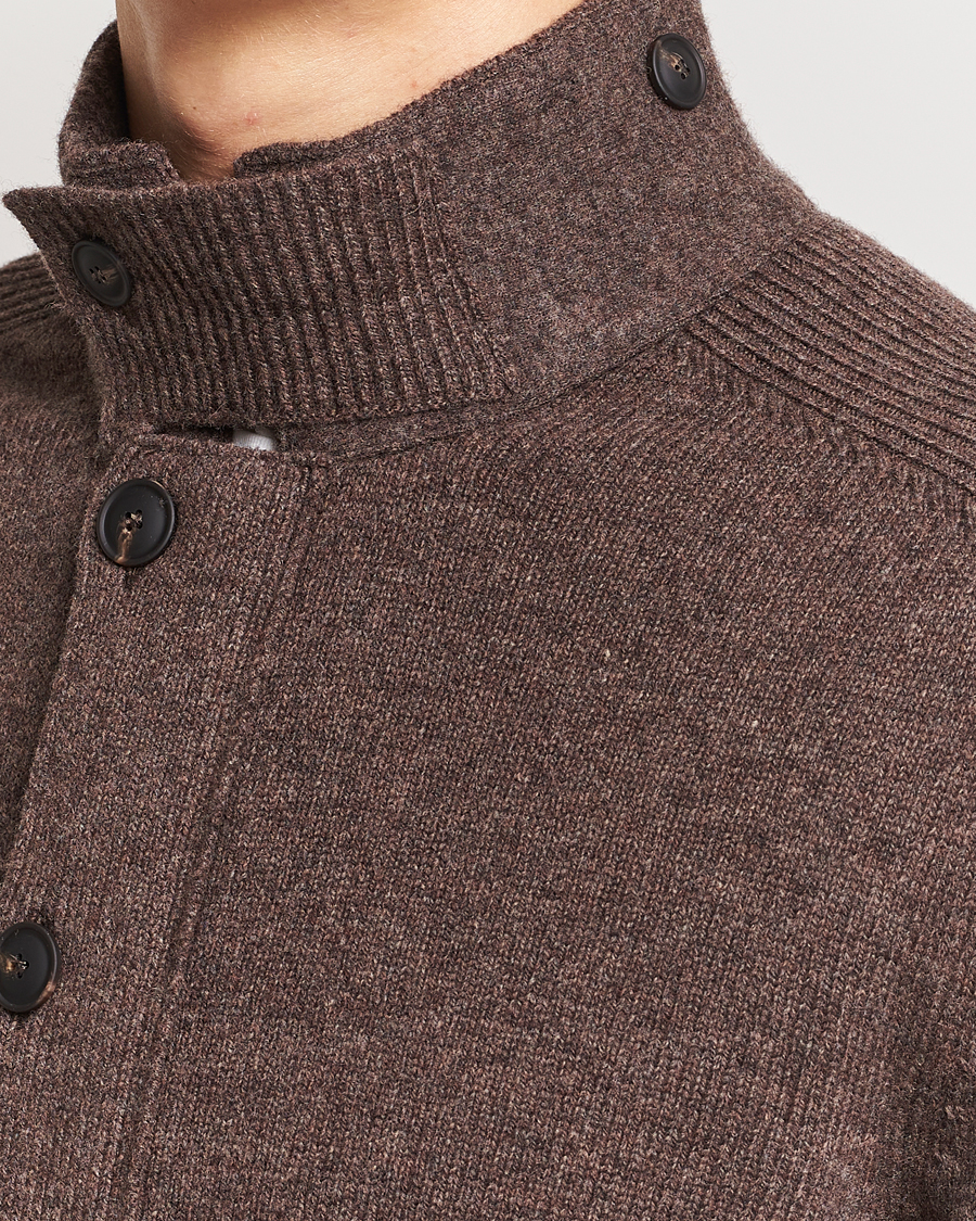 Herre | Trøjer | Gran Sasso | Heavy Wool Cardigan Brown Melange