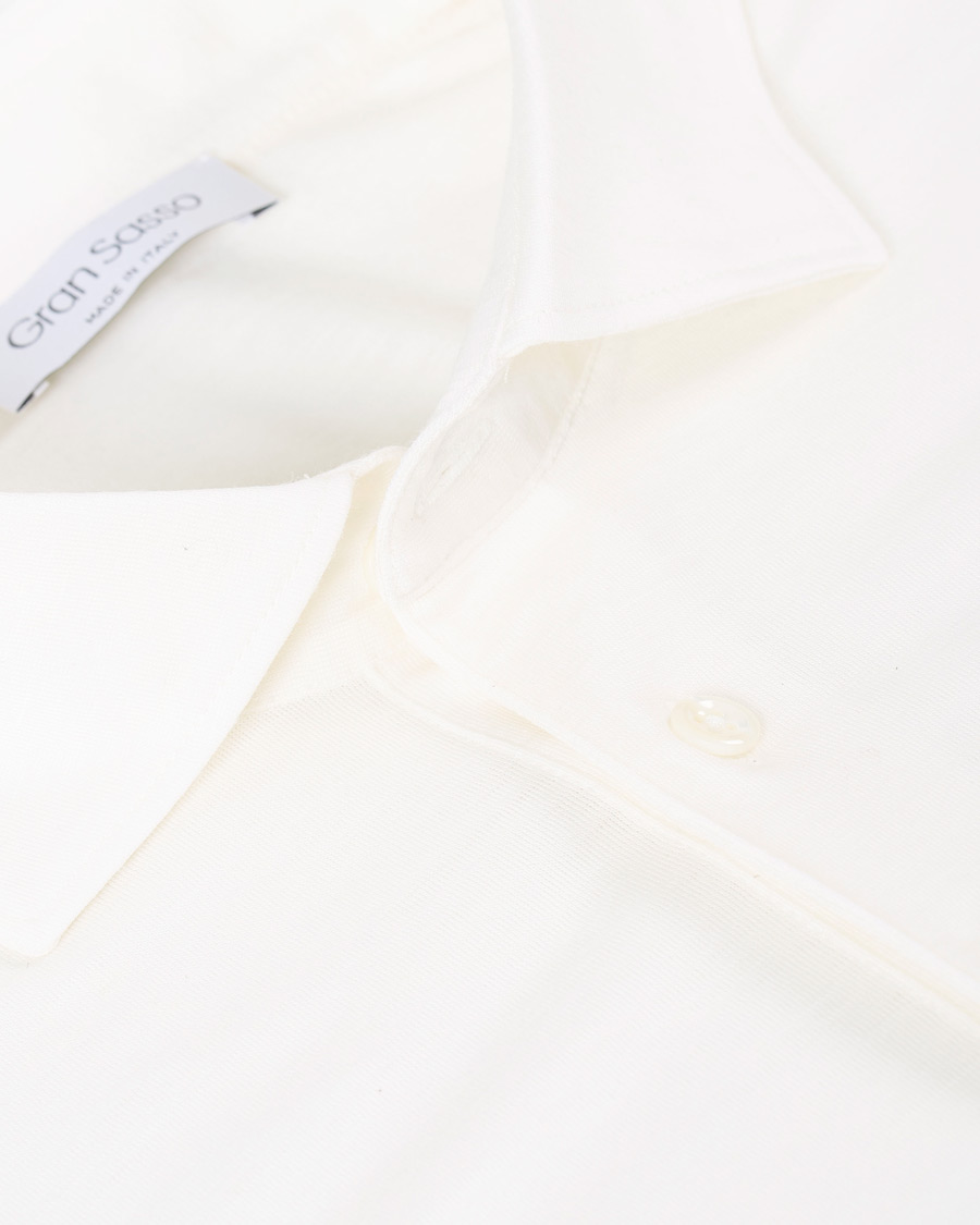 Herre | Skjorter | Gran Sasso | Long Sleeve Merino Poloshirt White