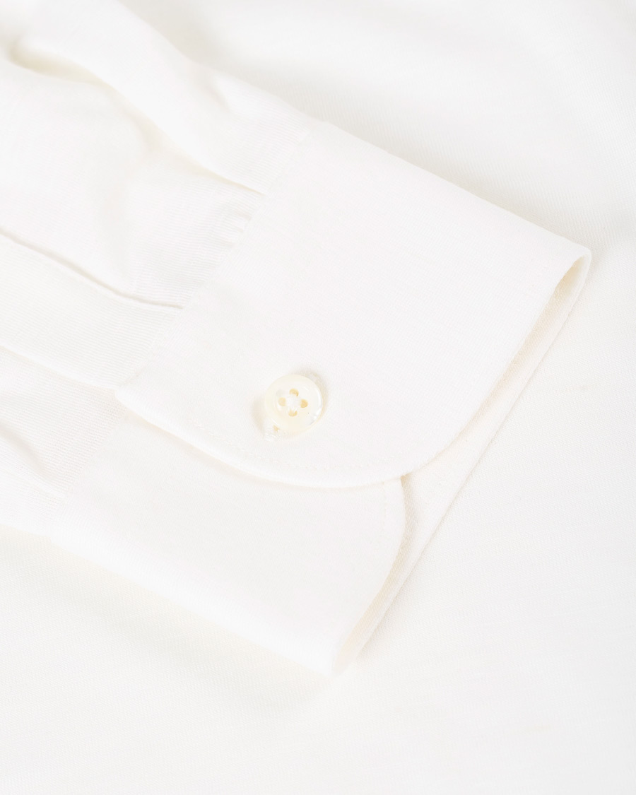 Herre | Skjorter | Gran Sasso | Long Sleeve Merino Poloshirt White