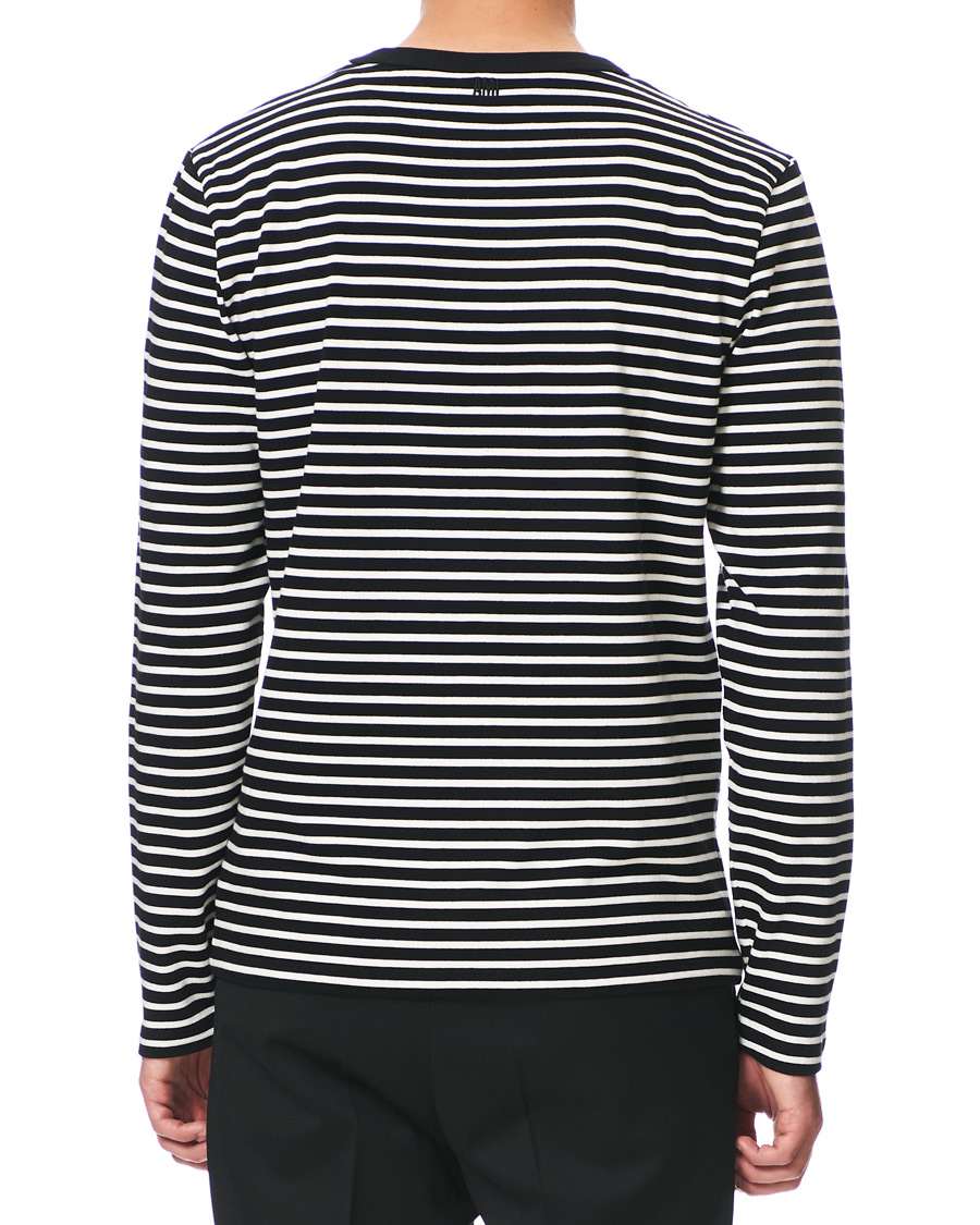 Herre | T-Shirts | AMI | Striped Long Sleeve Tee Black/White