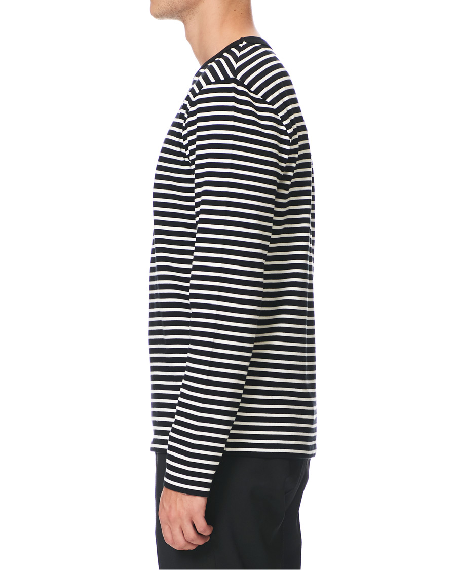 Herre | T-Shirts | AMI | Striped Long Sleeve Tee Black/White