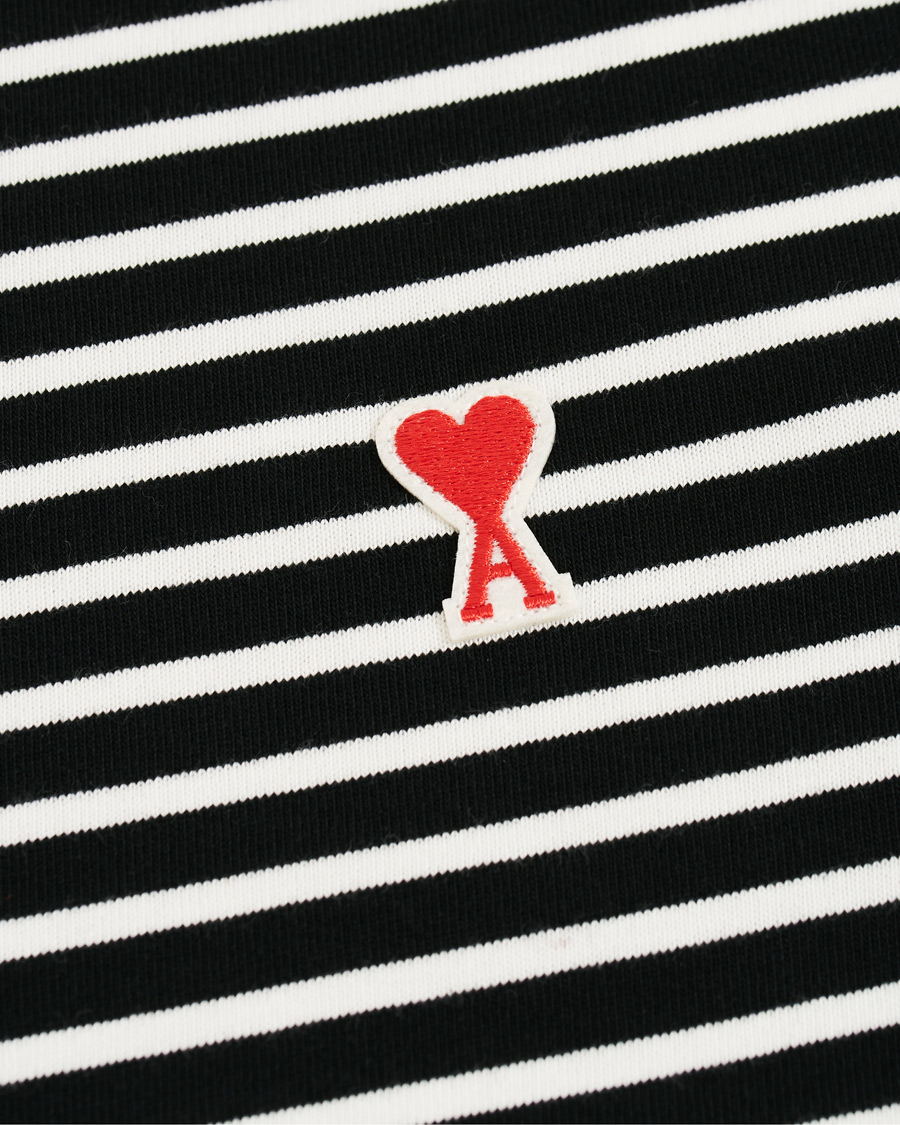 Herre | T-Shirts | AMI | Striped Long Sleeve Tee Black/White