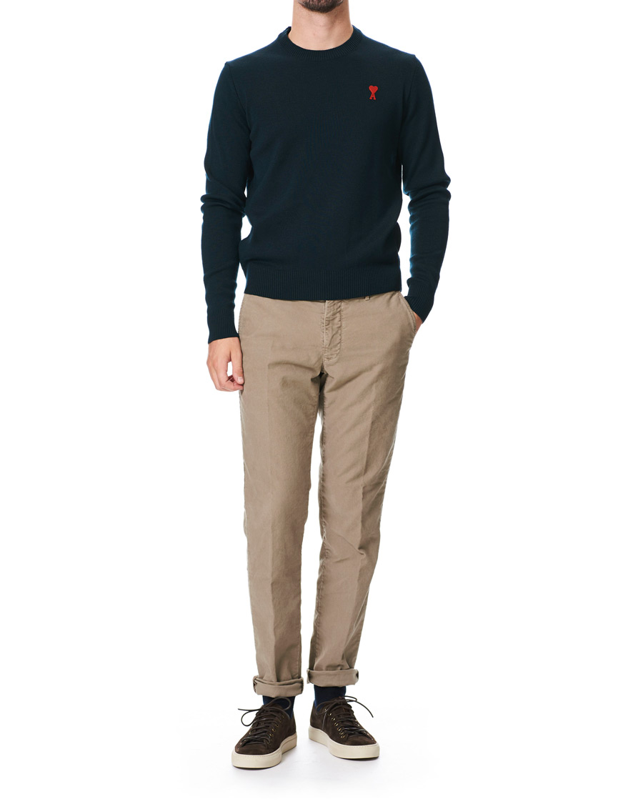 Herre | Trøjer | AMI | Heart Logo Merino Sweater Dark Green