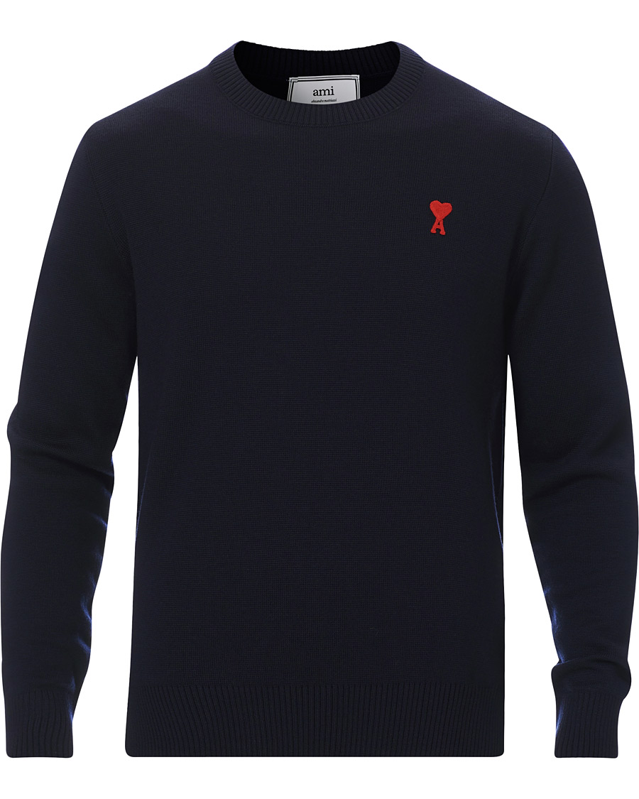 Herre | Trøjer | AMI | Heart Logo Merino Sweater Navy