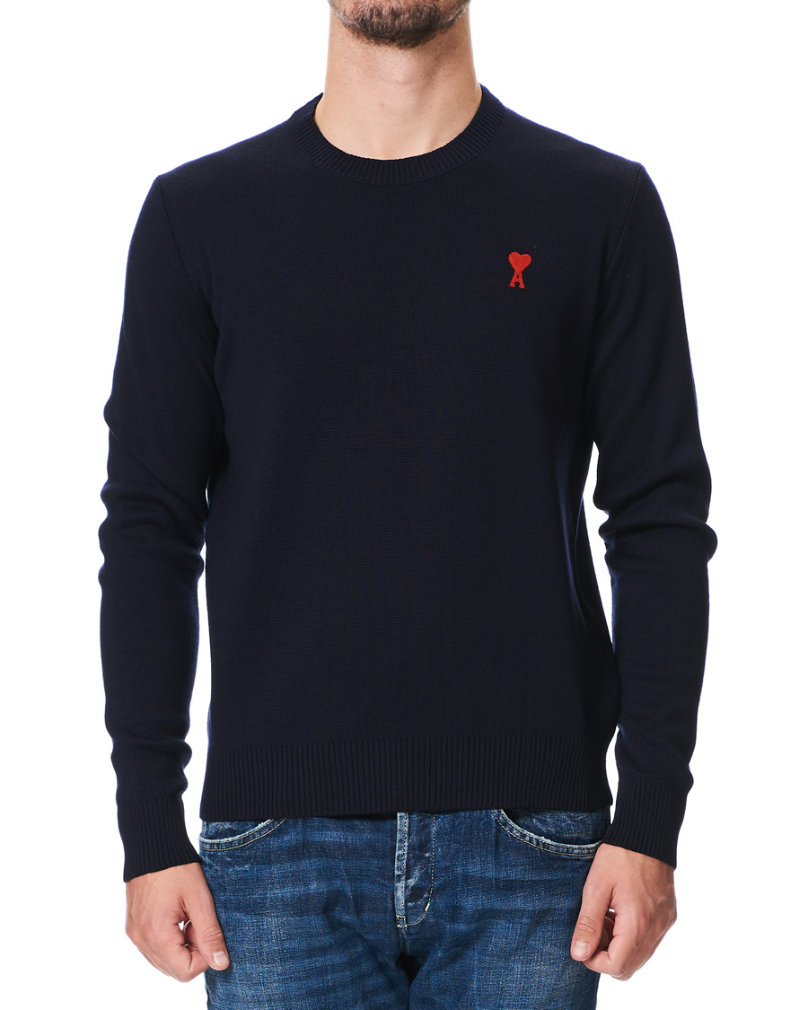 Herre | Trøjer | AMI | Heart Logo Merino Sweater Navy