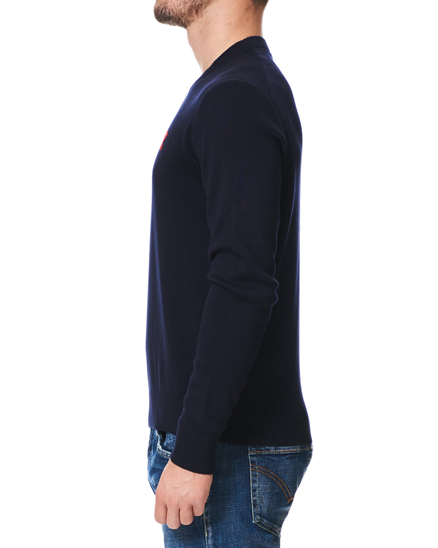 Herre | Trøjer | AMI | Heart Logo Merino Sweater Navy