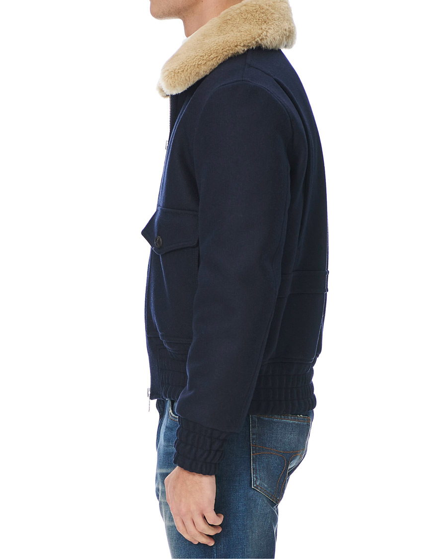 Herre | Jakker | AMI | Shearling Bomber Jacket Navy