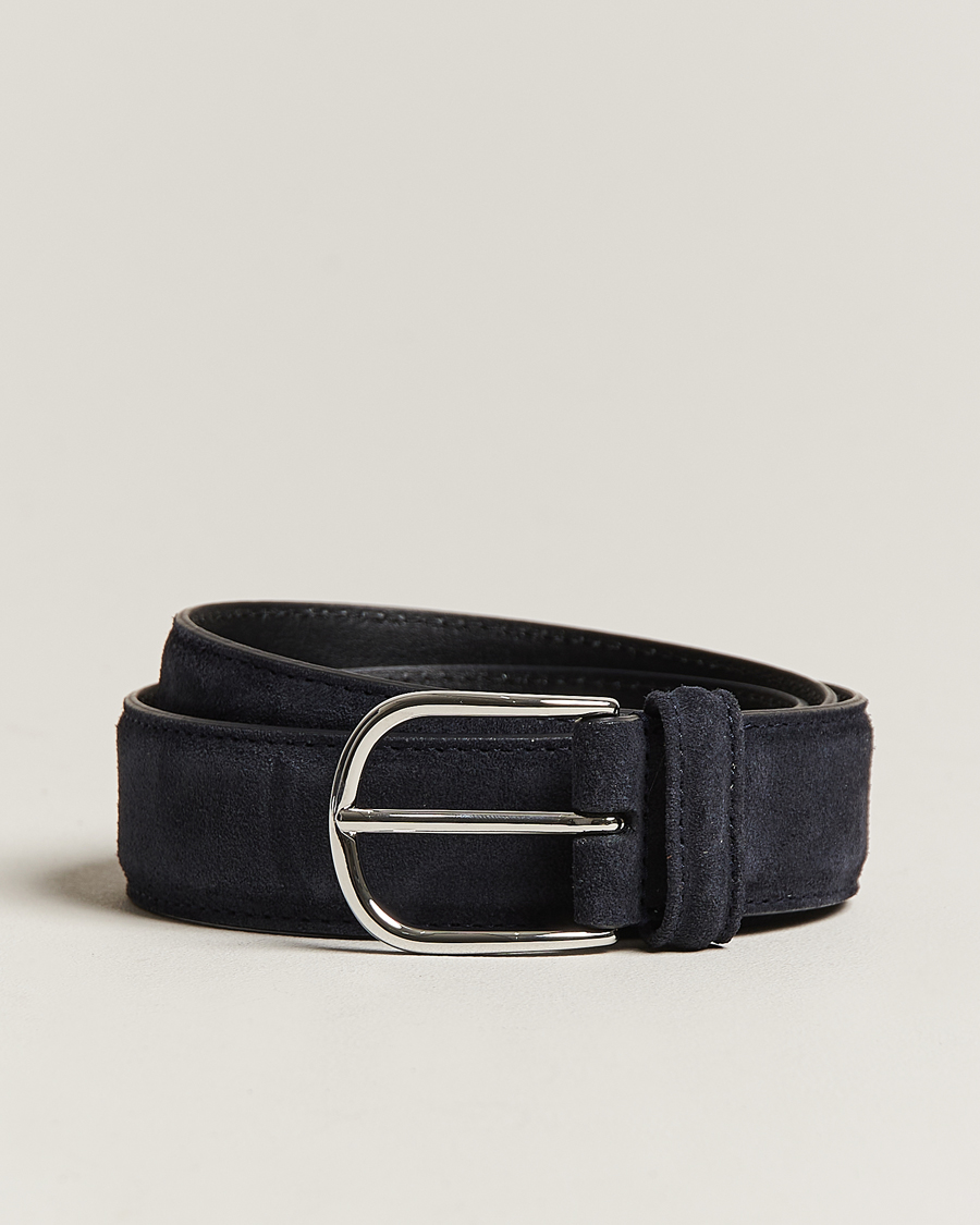 Herre |  | Anderson\'s | Suede 3,5 cm Belt Navy