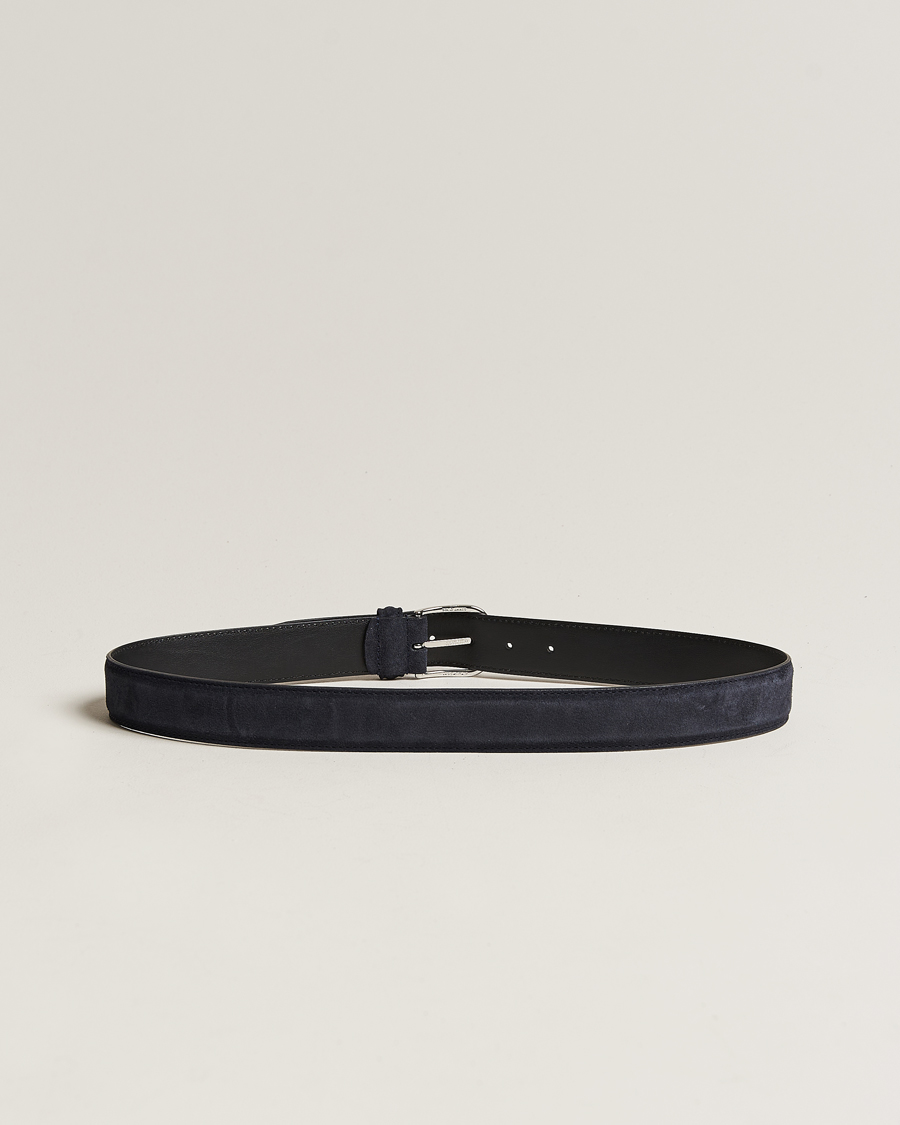 Herre | Anderson's | Anderson's | Suede 3,5 cm Belt Navy