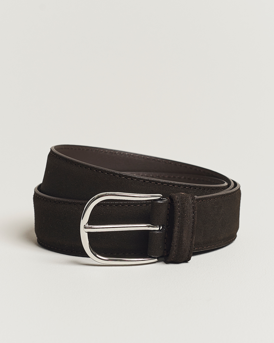 Herre | Bælter | Anderson's | Suede 3,5 cm Belt Dark Brown
