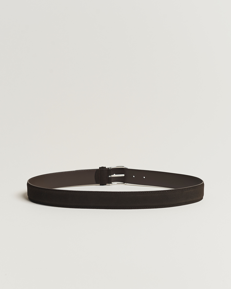 Herre | Bælter | Anderson's | Suede 3,5 cm Belt Dark Brown