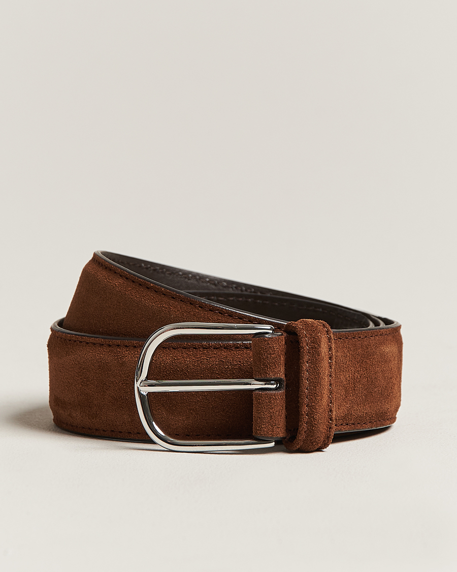 Herre | Anderson's Suede 3,5 cm Belt Brown 85 | Anderson's | Suede 3,5 cm Belt Brown 85