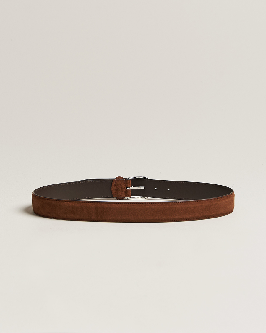 Herre | Anderson's Suede 3,5 cm Belt Brown 85 | Anderson's | Suede 3,5 cm Belt Brown 85