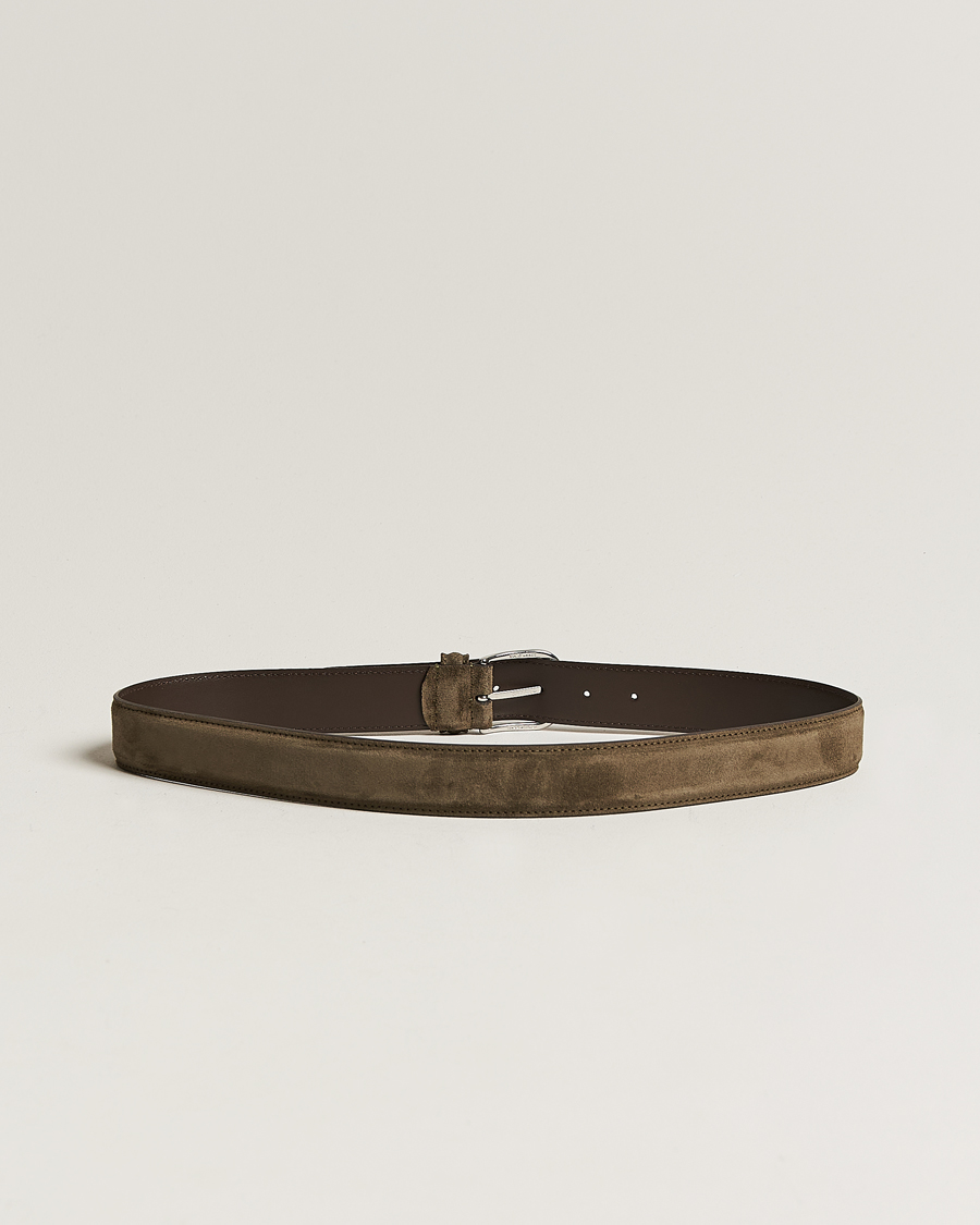 Herre | Italian Department | Anderson's | Suede 3,5 cm Belt Green