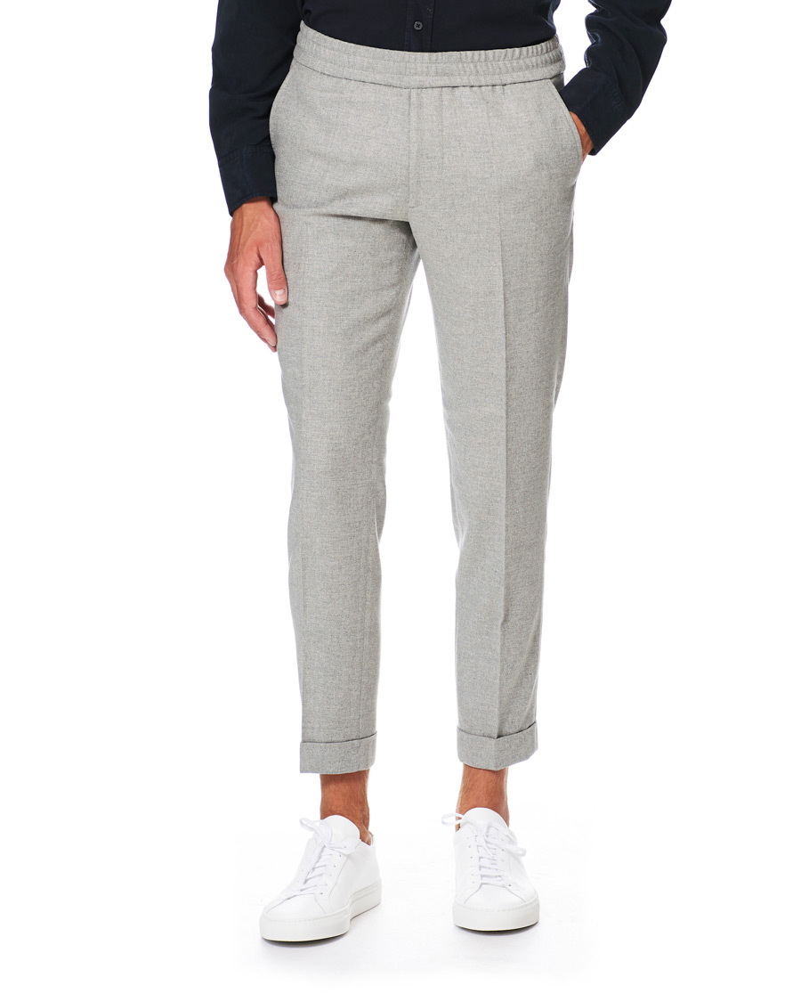 Herre | Bukser | Filippa K | Terry Flannel Cropt Turn Up Trousers Warm Grey Mel