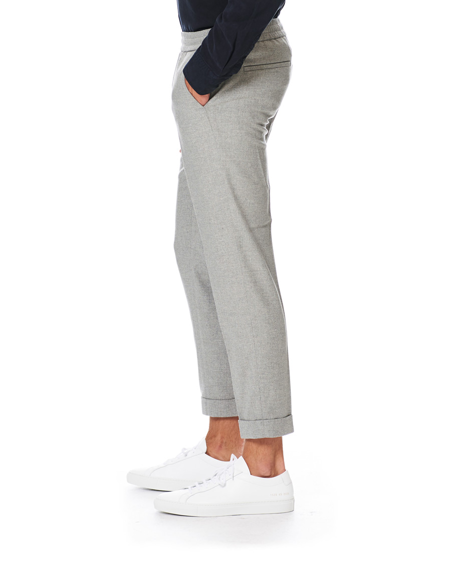 Herre | Bukser | Filippa K | Terry Flannel Cropt Turn Up Trousers Warm Grey Mel