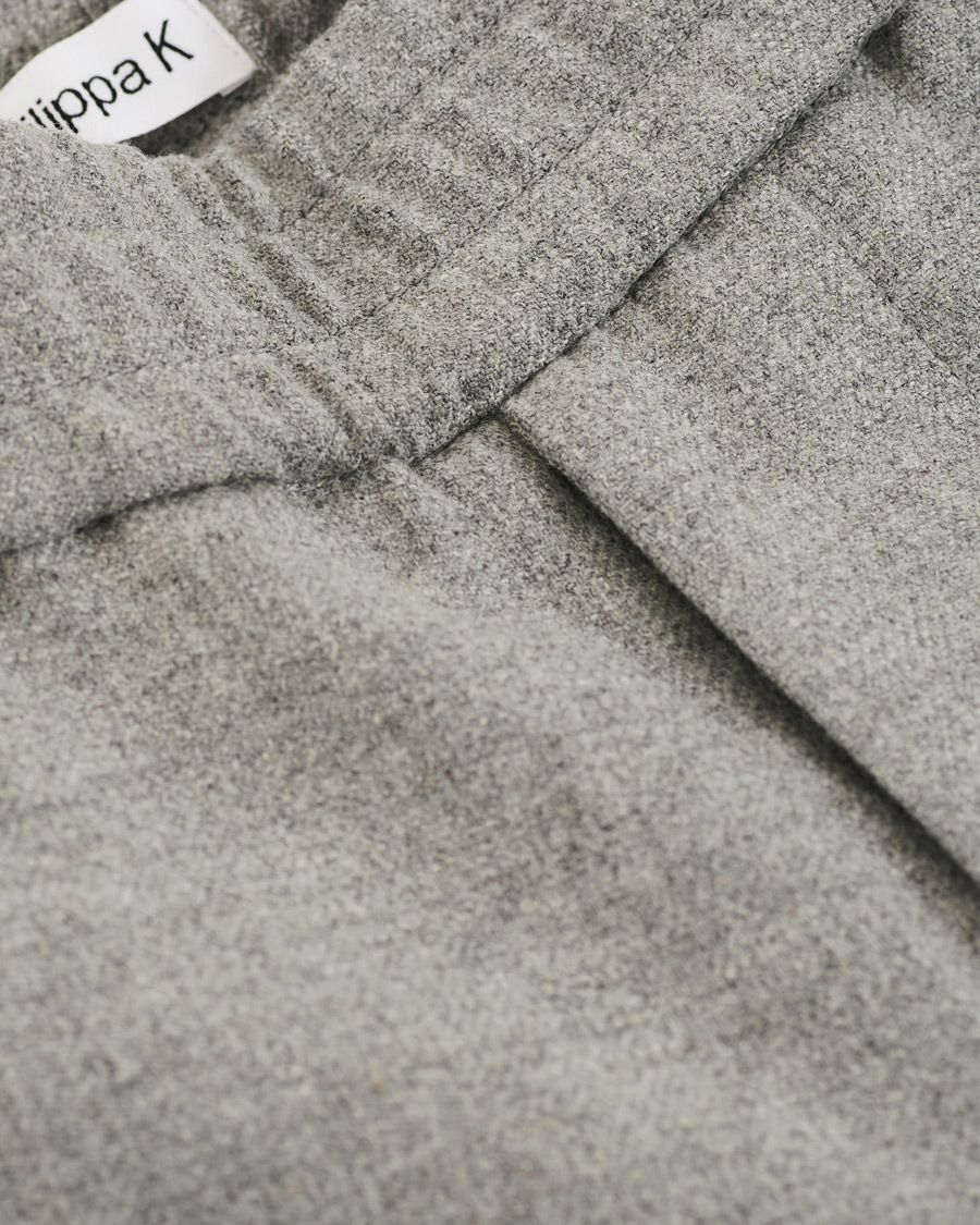 Herre | Bukser | Filippa K | Terry Flannel Cropt Turn Up Trousers Warm Grey Mel