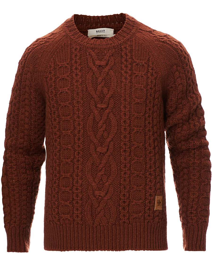 Herre | Trøjer | Bally | Aran Cable Knit Sweater Dark Orange
