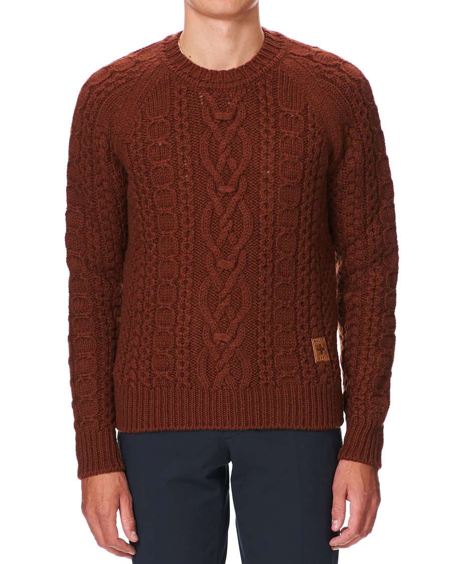Herre | Trøjer | Bally | Aran Cable Knit Sweater Dark Orange