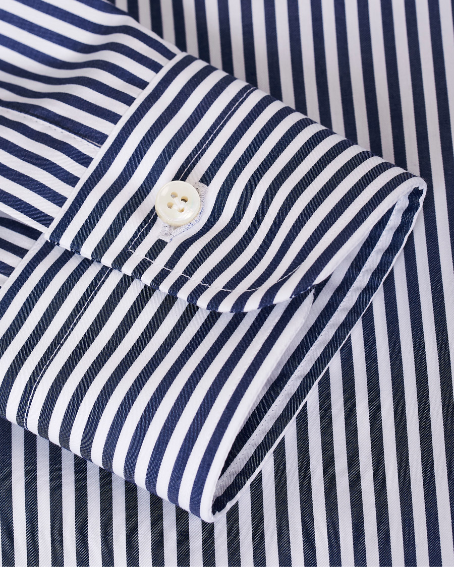 Herre | Skjorter | Barba Napoli | Slim Fit Button Down Pocket Shirt White/Blue