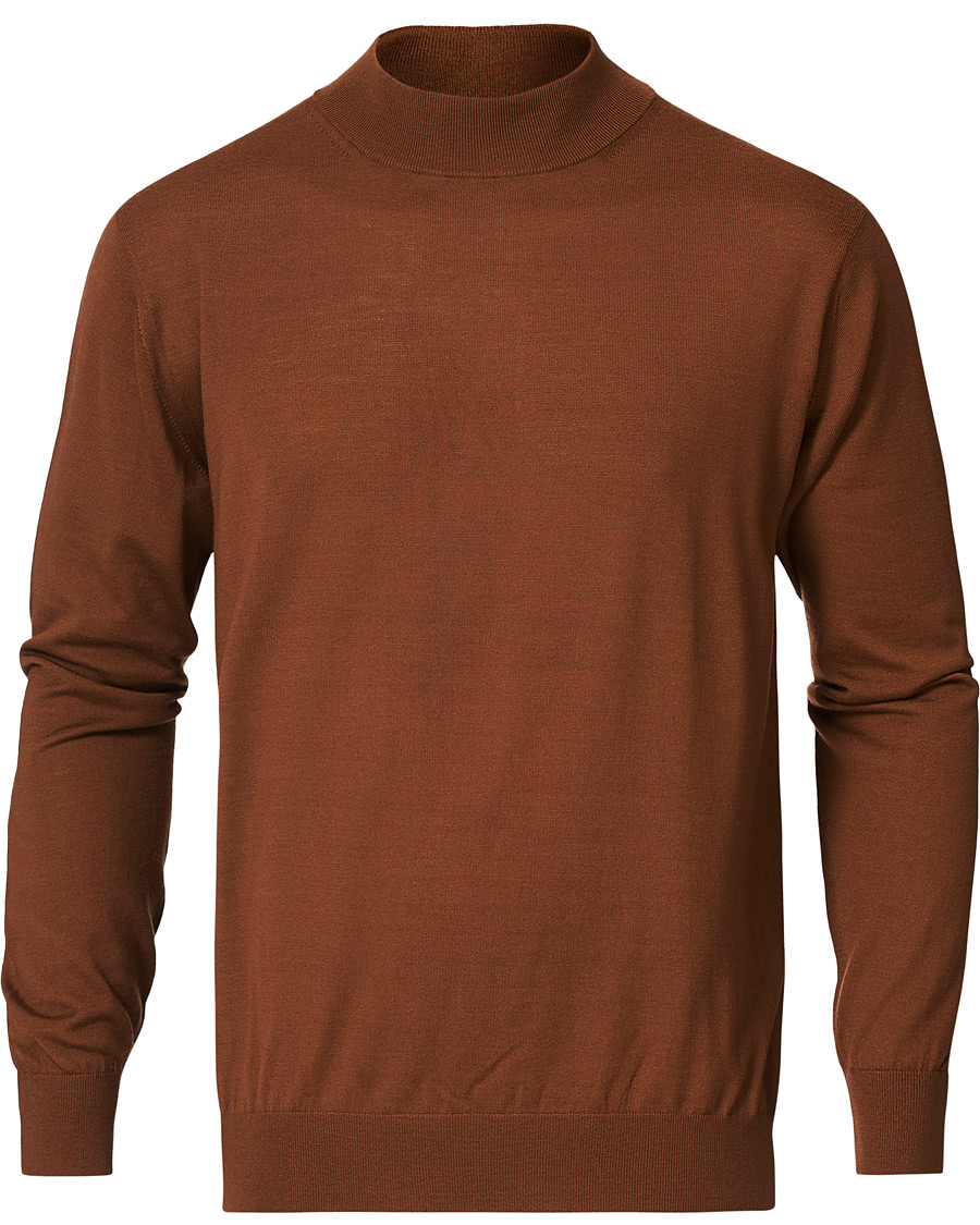 Herre | Trøjer | Camoshita | Mock Neck Pullover Rust Brown