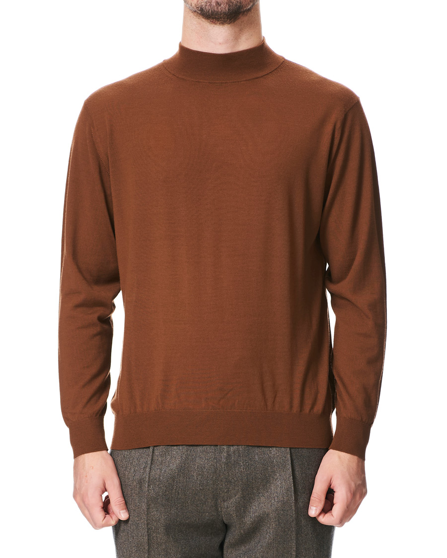 Herre | Trøjer | Camoshita | Mock Neck Pullover Rust Brown