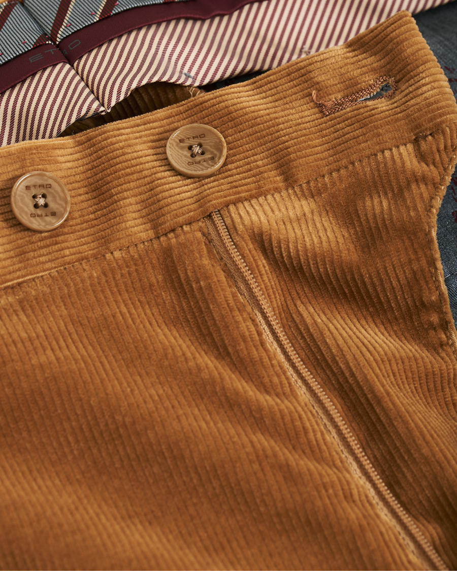 Herre | Bukser | Etro | Pleated Corduroy Trousers Khaki