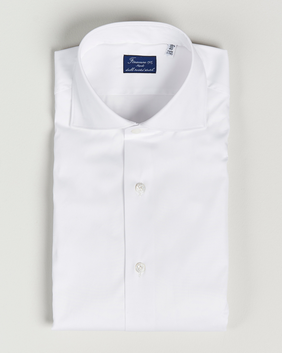 Herre | Skjorter | Finamore Napoli | Milano Slim Fit Stretch Shirt White