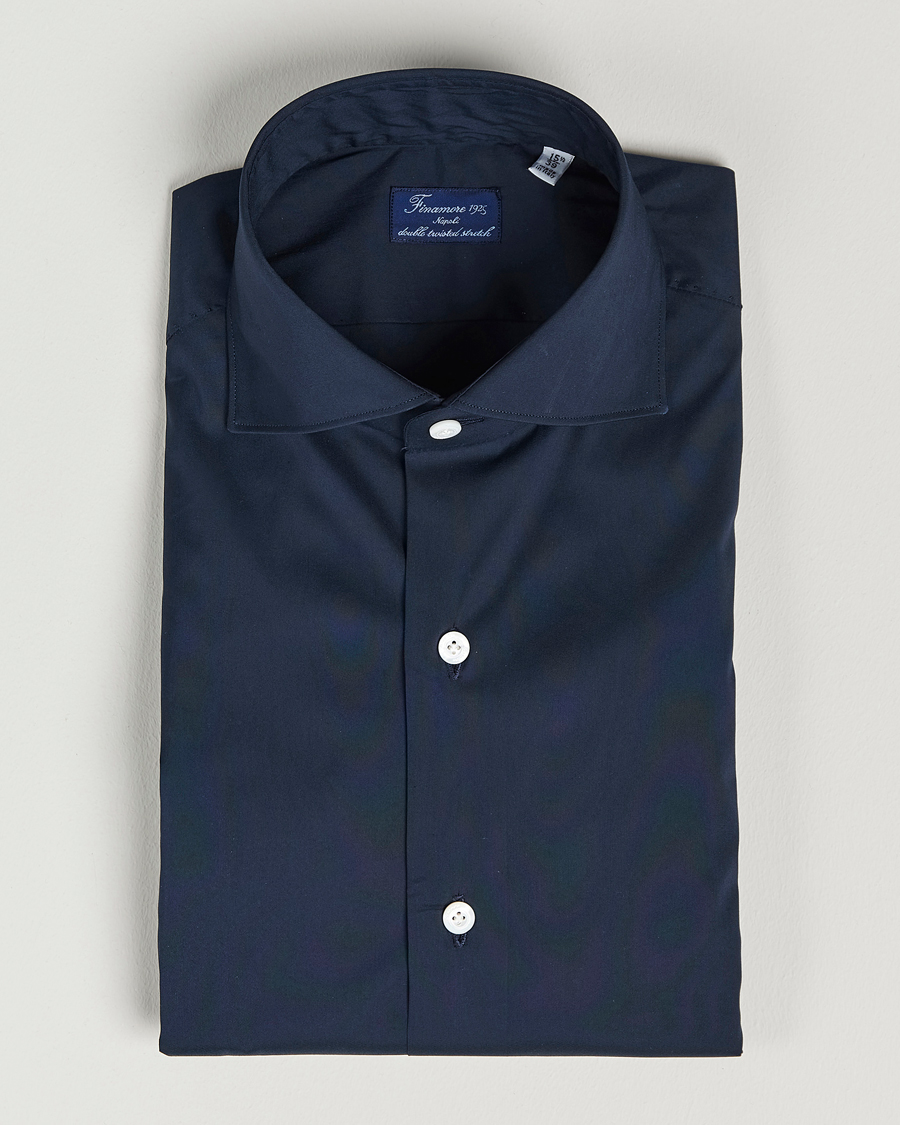 Herr |  | Finamore Napoli | Milano Slim Fit Stretch Shirt Navy